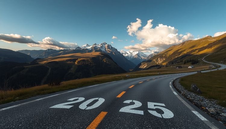 Straße in den Schweizer Alpen mit dem Schriftzug 